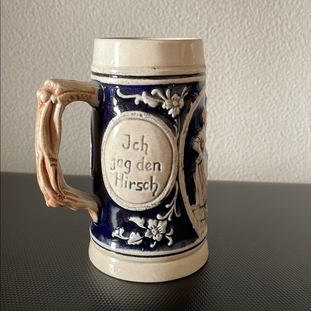 Black and Cream Decorative Accent Stein with Intricate Design